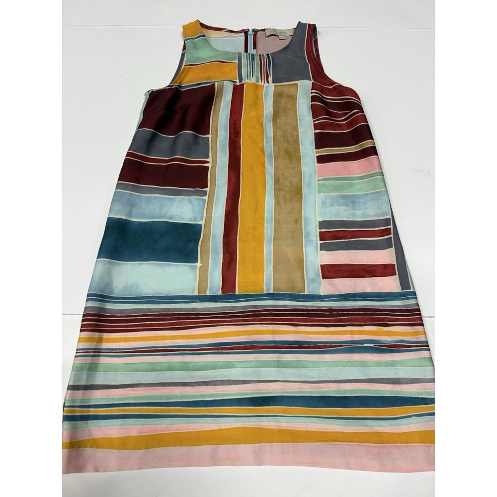 Comfy And Unique Dress Multicolored Loft XSP Stripes Satin Feel - Picture 2 of 7